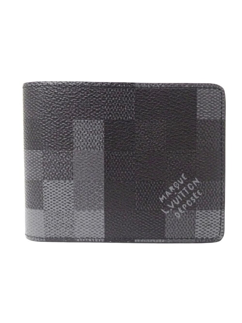 Louis Vuitton Wallet Bifold Damoflage Black Canvas Portefeuille Slender Noir